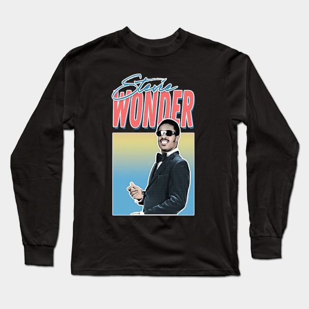 Stevie Wonder / Retro Aesthetic Fan Design Long Sleeve T-Shirt by DankFutura